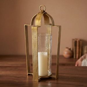Luxury Brass and Glass <b>Candle</b> <b>Lantern</b> Modern Gold Finish Elegant Home Decor Accent for Indoor and Outdoor Lighting - Product Image 1