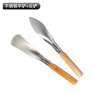 Stainless Steel Garden Trowel Set Flat And Pointed Head Wooden Handle For Digging Planting Weeding Horticulture Tools - Product Image 1