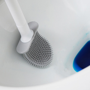 Nouvelle brosse de toilette en caoutchouc souple, brosse de nettoyage pour salle de bain, tige détachable, fixation murale sans perçage, avec base - Product Image 1