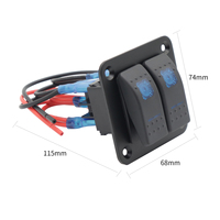 Commutateurs de panneau à bascule étanches 12V personnalisés SPST DPDT SPDT Lampe bleue certifiée CE Max 10A 20A Courant Plusieurs types disponibles