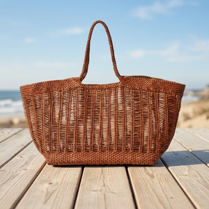 Sac fourre-tout en cuir véritable tissé à la main Liset Market pour femme, grand sac à bandoulière, grande capacité, idéal pour la plage et les voyages - Product Image 2