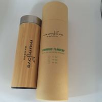 Bouteille d'eau isotherme en bambou avec logo gravé au laser, en acier inoxydable, anti-fuite, sans BPA, avec infuseur à thé, best-seller