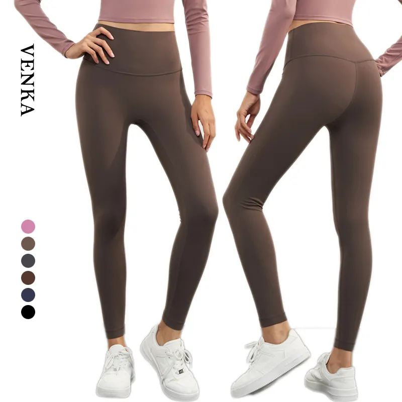 Women Workout Sportswear Autumn Winter Thermal Pants No Front T Line Fitness Running Warm Thermal Leggings Yoga Pants
