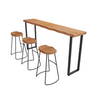 Table de bar en bois massif pour balcon, table de loisirs murale haute pour la maison, table et chaise de bar pour salon de thé