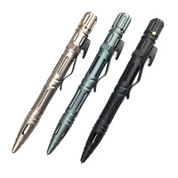 Stylo tactique de survie EDC multifonctionnel en aluminium aéronautique, avec boussole, tournevis, sifflet LED et couteau anti-agression, avec clip de fixation