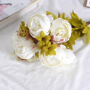 Ramo de Flores Artificiales de Peonía Vintage Realista de 13 Cabezas, Decoración para el Hogar y Bodas, Arreglo Floral de Seda, Centro de Mesa - Product Image 3