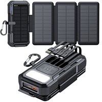 Batterie solaire pliable ZL-913 20000mAh, charge rapide 22,5W, chargeur sans fil 15W, 4 câbles intégrés pour le camping en plein air