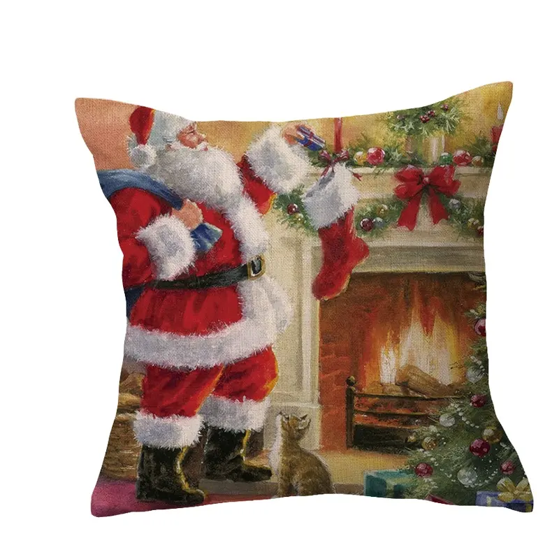 Wholesale Pillow Covers Christmas Decorations Santa Claus Printed Cushion Cover