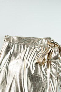 2025 gros dame <span class=keywords><strong>or</strong></span> métallisé <span class=keywords><strong>cuir</strong></span> noué Wrap femmes <span class=keywords><strong>jupe</strong></span> mi-longue - Product Image 6