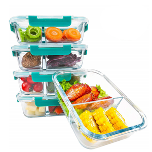 Lò Vi Sóng 2 Ngăn Glass Hộp Ăn Trưa Cho Sinh Viên <span class=keywords><strong>Container</strong></span> Thực Phẩm Bán Buôn - Product Image 5