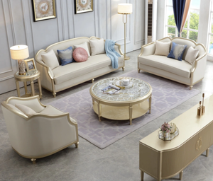 Sofás Modernos para Sala de Estar, Conjuntos de Sofás Americanos de Madera Maciza con Base de Metal Dorado para Sala de Estar - Product Image 2