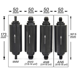 Penyaring bahan bakar aluminium OD <span class=keywords><strong>2</strong></span> inci untuk sistem bahan bakar E85 dengan elemen baja 100 mikron AN6 AN8 AN10 9MM penyaring Adaptor - Product Image 6