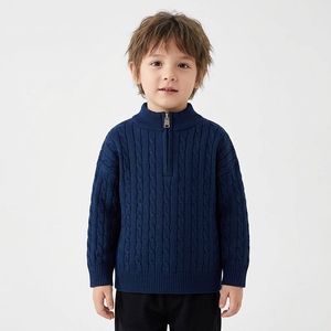 <span class=keywords><strong>Pull</strong></span> en tricot torsadé à col roulé mi-haut avec fermeture éclair pour garçons, à manches longues, idéal pour l'automne et l'hiver - Product Image 5