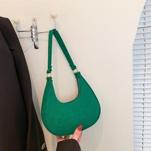 Bolso de fieltro de color liso para mujer, estilo coreano, con patrón de piedra, cremallera y correa única, informal, novedad de otoño. - Product Image 3