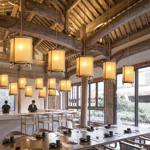 Lampes suspendues en tissu, forme longue, base d'ampoule LED E27, pour restaurant, style chinois, design rétro thaïlandais - Product Image 2