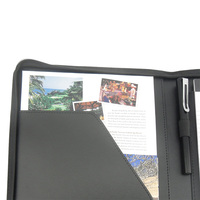 Custom Logo Executive A4 Leather Portfolio Folder Padfolio Office Use PU Business Documents File Folder Holder Organizer