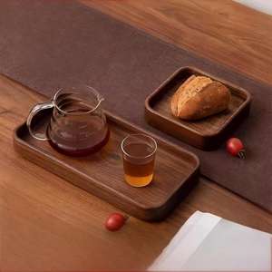 Plateau en bois massif empilable, plateau en noyer à découpe unique, plateau à collation délicat, salon, fête - Product Image 2