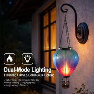 Lanterna Solare a Forma di Mongolfiera con Fiamma Tremolante, Luci Sospese Impermeabili per Esterni, Decorazione Unica per Alberi, Giardino, Patio e Cortile - Product Image 4