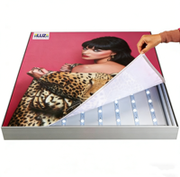 Boîte à lumière LED en tissu tendu ultra-mince avec cadre en aluminium rétroéclairé, montage facile pour affichage publicitaire en magasin