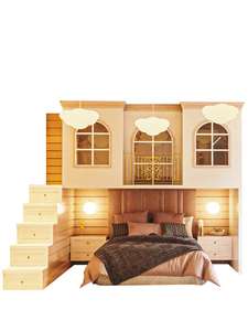 Letto a castello americano a soppalco in legno massello per cameretta bambini, letto matrimoniale a castello per cameretta bambine con contenitore, personalizzabile - Product Image 5