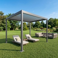 Pergola à lames orientables en acier Q235 avec structure en aluminium, simple couche, réglage manuel, protection contre le soleil et la pluie pour terrasse