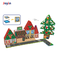 Tuiles magnétiques de Noël 108 pièces 7,5 cm, ensemble de construction Bonhomme de neige festif, 36 carrés, 20 triangles, 84 plaques en fer souple, jouet cadeau