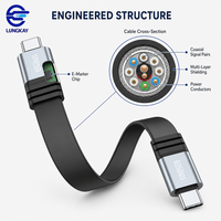 LUNG KAY Memproduksi Kabel USB4 80Gbps 240W 8K60Hz E-Marker Tipe C ke C Datar 15cm, Dock Laptop Portabel, Pabrik Kustom OEM ODM