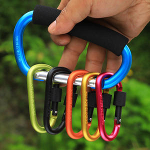 Mosquetón de aluminio con anilla en D de 8 cm con cierre para mochila, llavero, gancho para botella de agua, uso universal - Product Image 2