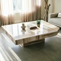 Table basse rectangulaire en marbre à grain de bois de style Wabi-sabi de luxe pour la décoration de la maison, meubles de salon, hôtel, bar