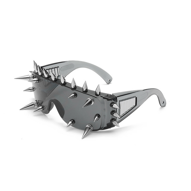 Punk Rocker Spike Sunglasses Fashion Rimless Demon Sun Glasses for Party Personality Shaped Sunglasses