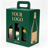 Boîte à vin personnalisée recyclable avec fenêtre, emballage en papier kraft pour 3 verres, pour la bière, les boissons, les bouteilles, boîte cadeau