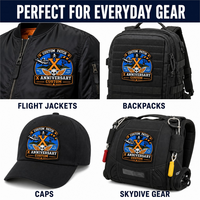 Écusson brodé Skydive Anniversaire Pirate Skull Wings X personnalisé thermocollant et auto-agrippant pour veste, gilet, sac, chapeau