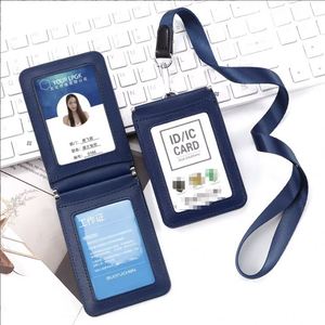 Ensemble d'identification professionnelle, badge de travail, badge de poitrine avec cordon, badge scolaire pliable, carte repas, carte d'accès au bus, étui en cuir - Product Image 1