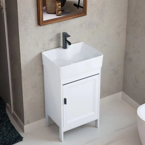 Mobile da Bagno a Terra per Piccoli Appartamenti con Lavabo in Ceramica e Specchiera Contenitore - Product Image 5