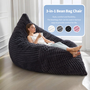 Fauteuils pouf 3 en 1 Lit pouf <span class=keywords><strong>pour</strong></span> adultes Remplissage <span class=keywords><strong>mousse</strong></span> haute densité <span class=keywords><strong>Canapé</strong></span>-lit convertible Housse en velours côtelé - Product Image 2