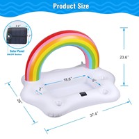 Plateau flottant gonflable Nuage Arc-en-ciel avec lumières LED, porte-boissons et bar à glaçons pour soirées piscine nocturnes - Vente en gros