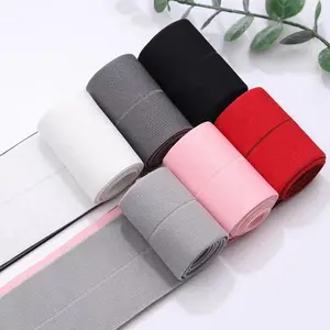 Spandex Nylon Elastics Bands Ribbon Webbing Printed Flat Matt Design 5/8 1 Inch Customized Custom Color Fold Over Elastic