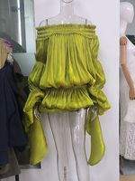 Ensemble 2 pièces en mousseline pour femme : Robe à manches bulles épaules dénudées et short plissé – Tenue d'été élégante
