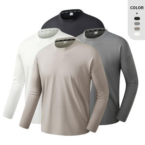 High Quality Button <b>Collar</b> Athletic Gym Long Sleeve 88% polyester 12% spandex Tshirts Customized Logo Long Sleeve <b>T</b> <b>Shirt</b> - Product Image 3