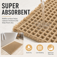 Tapis de bain en polyester gaufré antidérapant, absorbant, séchage rapide, microfibre 1200-1500 GSM, moderne, pour hôtel, lavable en machine, tapis de salle de bain