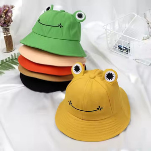 Style japonais mignon doux fille dessin animé grenouille pêcheur chapeau polyvalent Version coréenne seau chapeau de soleil pour les femmes Denim matériel été - Product Image 1
