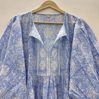 Robe en coton imprimé floral à la main col profond tenue printemps été confortable robe légère pour les femmes Boho tenue décontracté