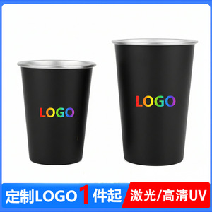 Stainless Steel Drinking Cup 401-500ml Lightweight Black Beer Mug For Camping Cold Drinks Mouthwash Use - Product Image 4