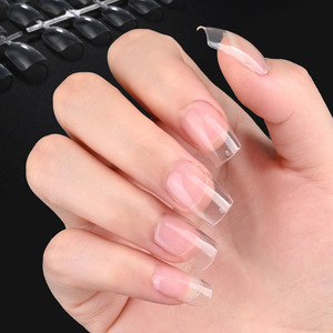 600 faux ongles courts à couverture complète, transparents, blancs, carrés, en amande, en ABS, en gel souple, pour nail art - Product Image 2