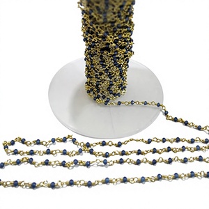 Fancy Blue Sapphire Quartz Rondelle 2mm Faceted Beaded <b>Rosary</b> Chain Wholesale Jewelry Making chain sold per foot - Product Image 1