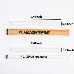 Pailles en PLA blanches biodégradables emballées individuellement pour les fournitures de fête, les anniversaires, les cocktails, les mariages, les restaurants, les agitateurs de boissons - Product Image 2