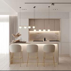 Cbmart אמריקאי מפעל ישיר מותאם אישית תבואה עץ גבוהה לכה קצה מטבח ארון מותרות - Product Image 3