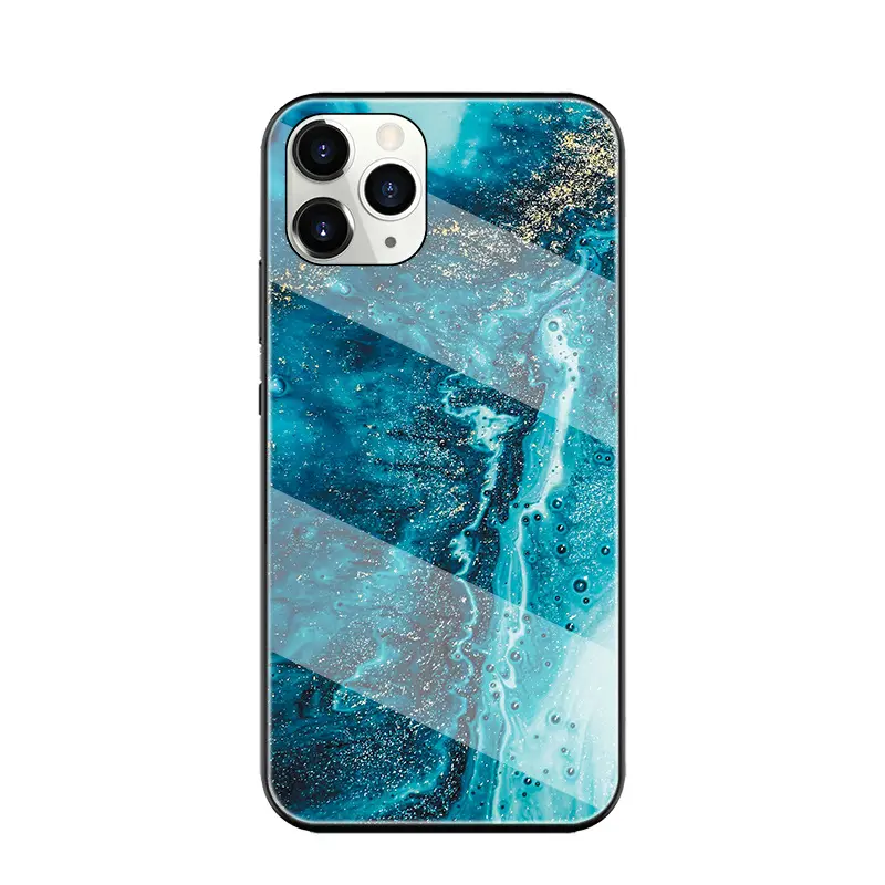 Mobile Phone Case For iPhone 12 Marble Back Cover Tempered Glass Phone Case For Huawei/Samsung/Redmi