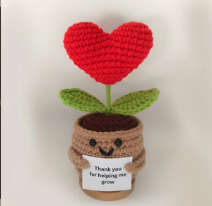 Poupée tournesol en crochet faite à la main pour le soutien émotionnel avec carte de remerciement « Merci de m'avoir aidé à grandir » - Cadeau pour amis et décoration - Product Image 5