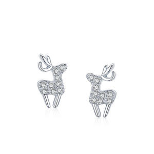 Boucles d'oreilles personnalisables en cuivre, thème animalier, en argent sterling S925, zircon rond, série animaux, cadeau de Saint-Valentin pour femme - Product Image 2